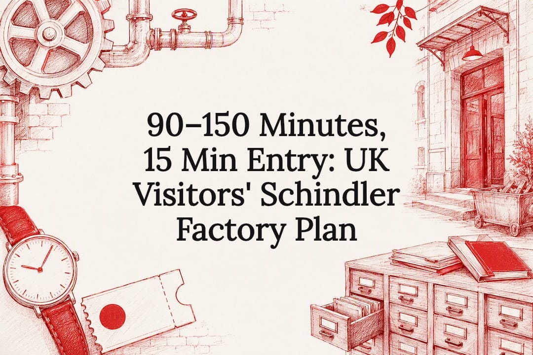 You are currently viewing 90–150 Minutes, 15 Min Entry: UK Visitors’ Schindler Factory Plan
